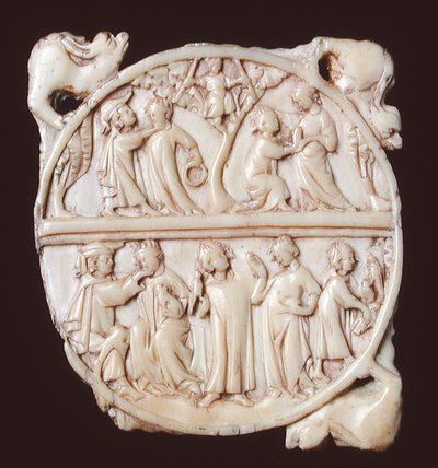 Mirror back depicting courtly scenes by French School